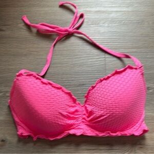 Coco Rave Neon Pink Halter Bikini Top Size 34D NWOT